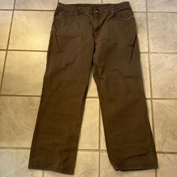 Duluth Trading Co Men’s 42x34 Brown Denim Jeans Relaxed Leg - Picture 1 of 7